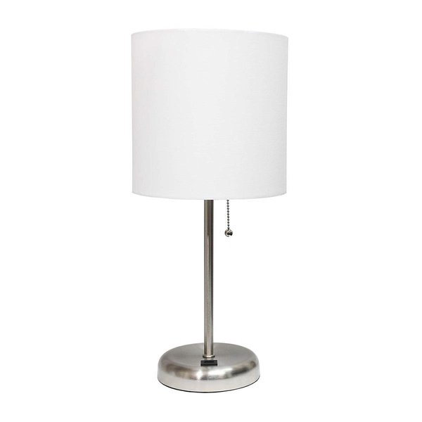 Diamond Sparkle 60W Stick Lamp with USB Charging Port & Fabric Shade - White DI2519736